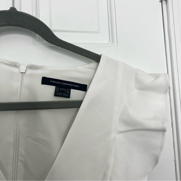 French Connection Whisper Ruffle Mini Dress white graduation dress vneck ruffles - Picture 8 of 16